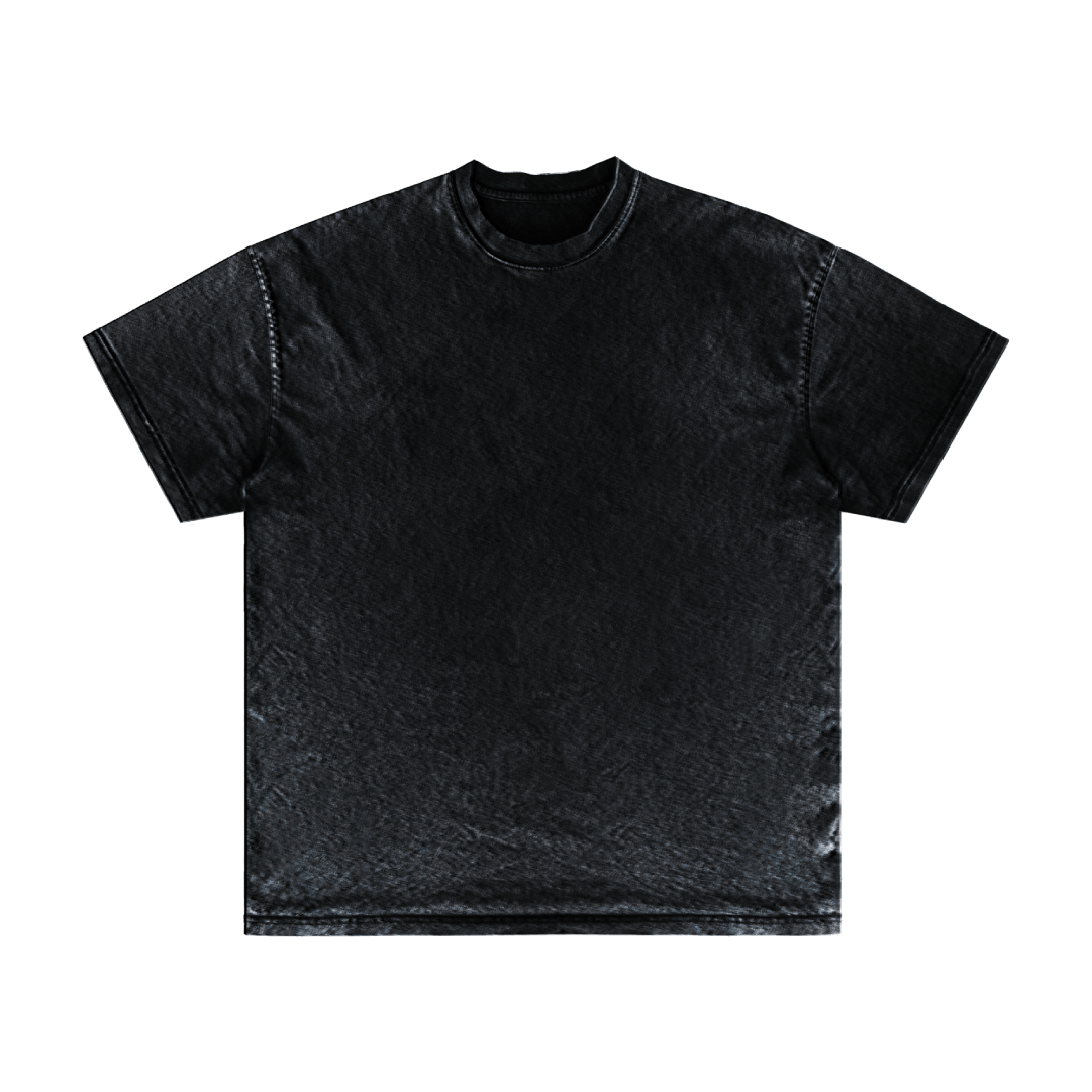 The Machina - Wearable Technology O8S - DROP 02 - itm4 is a plain black short-sleeve T-shirt with a crew neckline, displayed on a white background.