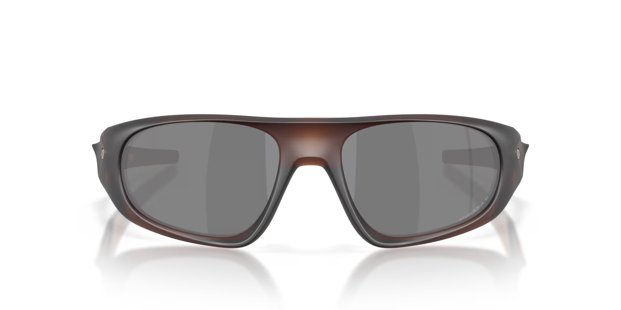 Front view of Machina's Neoforma Matte Rootbeer Frame, sporty wraparound sunglasses with large high-wrap curves and dark tinted lenses, shown on a white background.