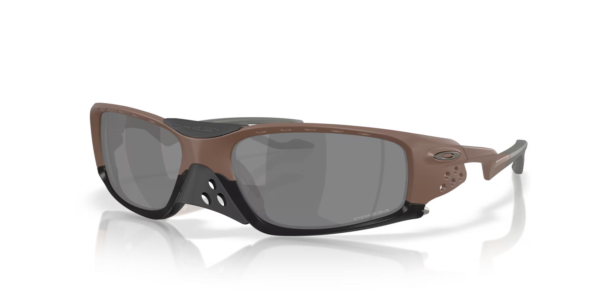 The Machina - Wearable Technology Plantaris SQ Matte Mahogany sunglasses feature large square lenses, brown matte frames with black accents, and ventilation holes near the nose bridge, displayed on a plain white background.