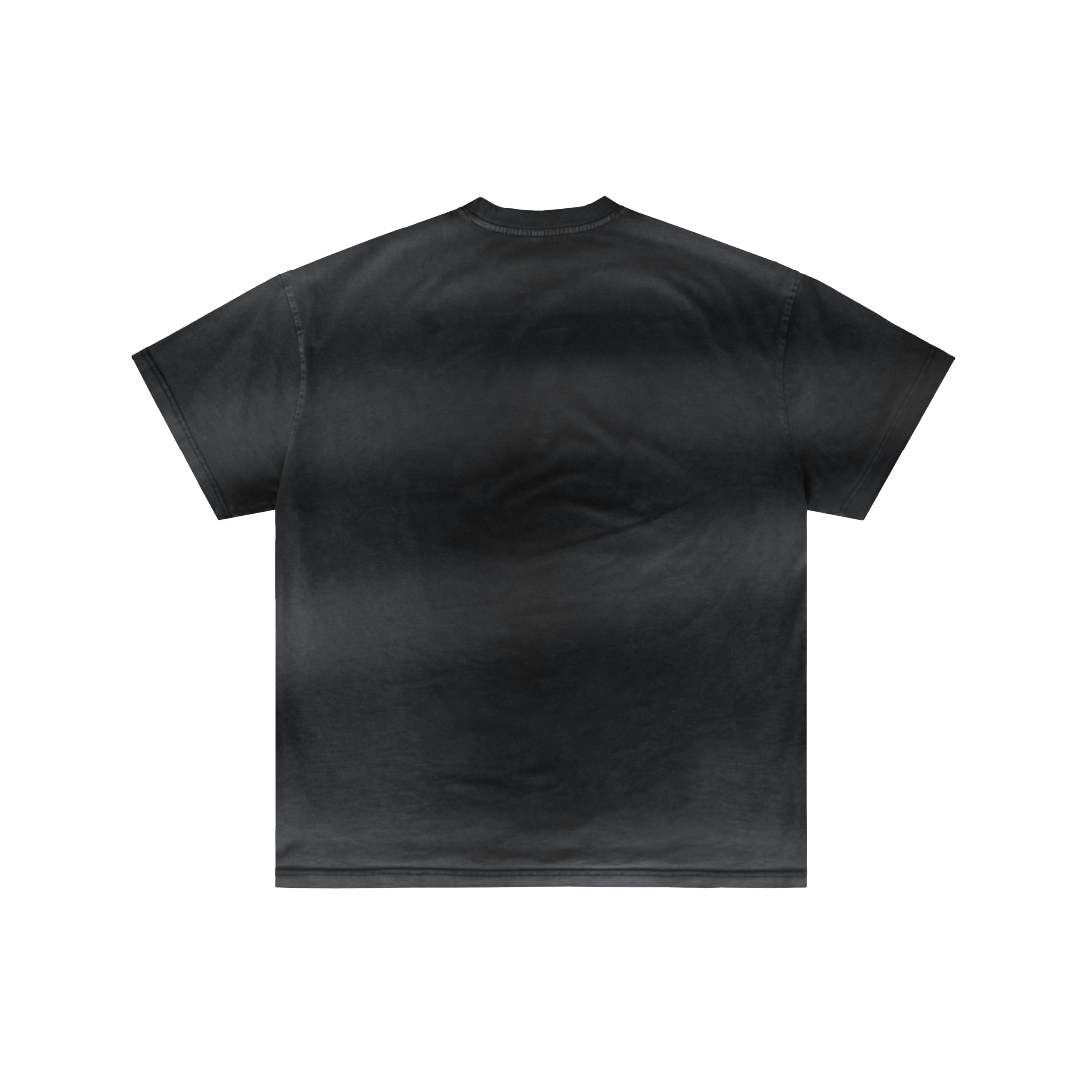 The Camarena La Leyenda by Machina - Wearable Technology is a plain black short-sleeve t-shirt shown flat from the back on a white background, offering a minimal look inspired by early color television.