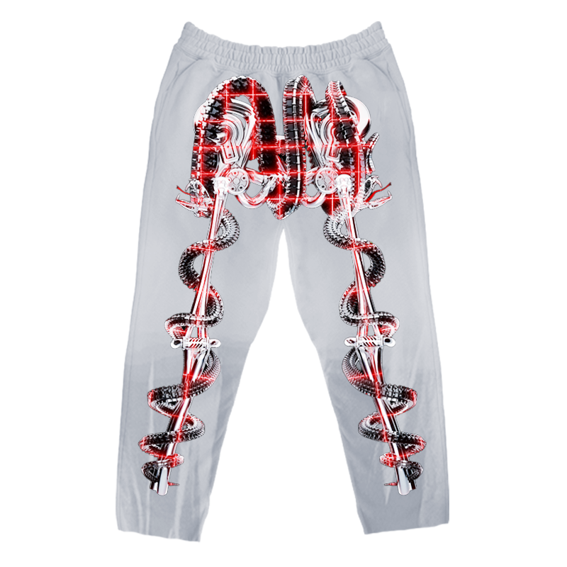 The OUROBOROS OSSEOUS MOLOLITH HOODIE by Machina - Wearable Technology features a bold, abstract biomechanical exoskeleton design in red, black, and white for a futuristic, exosuit-inspired style.