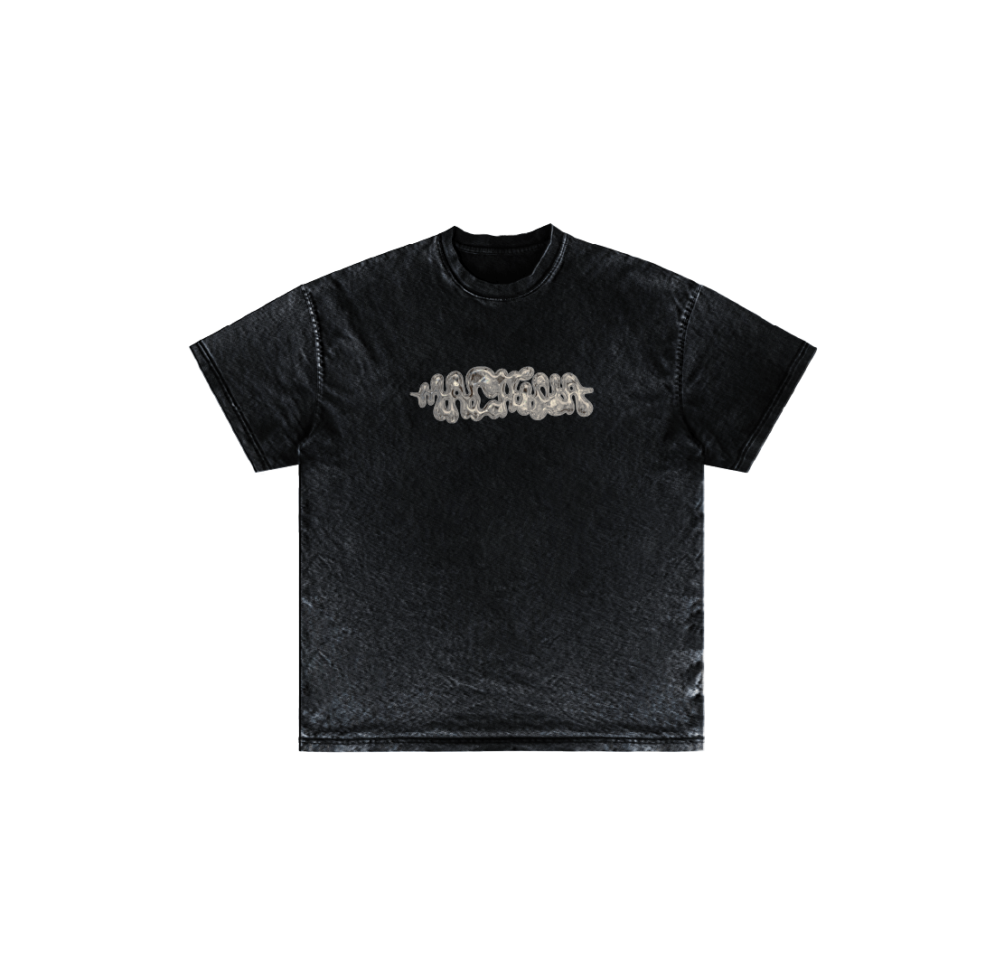 The Remember you must die t-shirt by Machina - Wearable Technology is a black luxury cotton tee with stylized silver-gray text across the chest, shown on a plain white background.