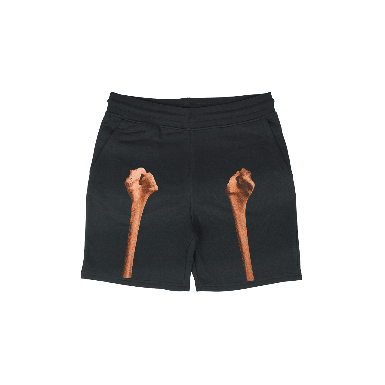 Made from soft French terry cotton, the Pie Grande Skeleton Shorts by Machina - Wearable Technology feature an elastic waistband and a unique print of femur bones perfectly aligned on each leg for a playful visual effect.