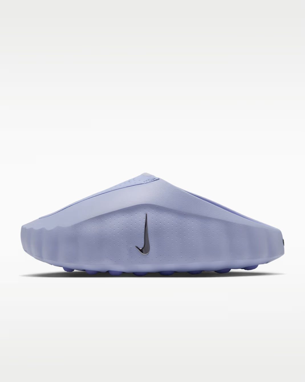 Periwinkle Machina Wearable Technology Mind 001 slip-on slide featuring a textured midsole and a small metallic swoosh logo on the side, designed as comfortable sensory sneakers.