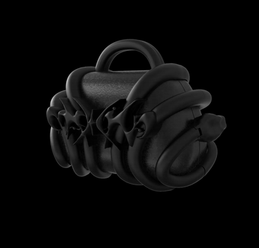 The Machina - Wearable Technology Viper Loop Micro-Vault is a matte black sculptural handbag, featuring smooth textures and sculpted black snakes coiled along its sides and front, creating a striking collectible accessory.